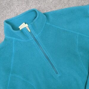 LL Bean Womens Fleece Pullover Quarter Zip Green Small Regular